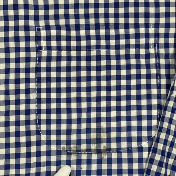 Brooks Brothers Shirt Mens 16-33 Blue White Check Gingham Long Sleeve All Coton - Picture 2 of 6